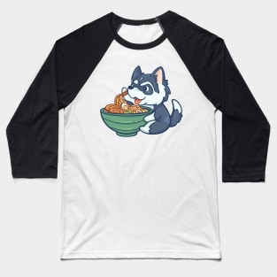 Cute Husky Eating Ramen Baseball T-Shirt